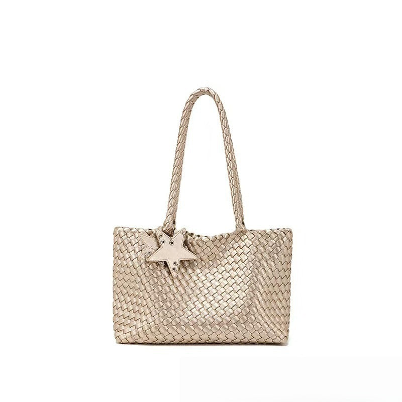 Woven Tote Bag with Drawstring Pouch