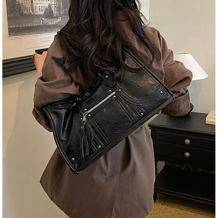 Vintage Pocket Shoulder Tote Bag