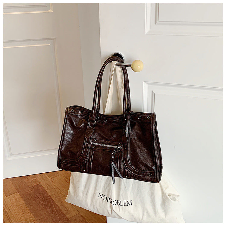 Vintage Pocket Shoulder Tote Bag