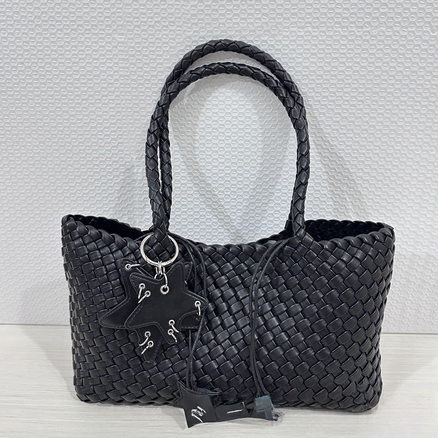 Woven Tote Bag with Drawstring Pouch